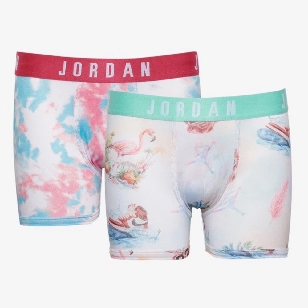 Nike JORDAN Flight Micro Dri-Fit Mens Boxer Briefs 2 Pack Blue Pink Sz S (28-30)